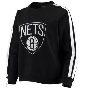 Brooklyn Nets The Wild Collective Women's Med Pullover Black Sweatshirt - NWT